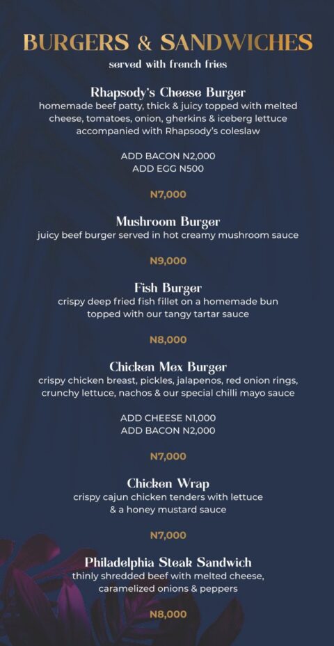 Chez Rhapsody Menu | Rhapsodys